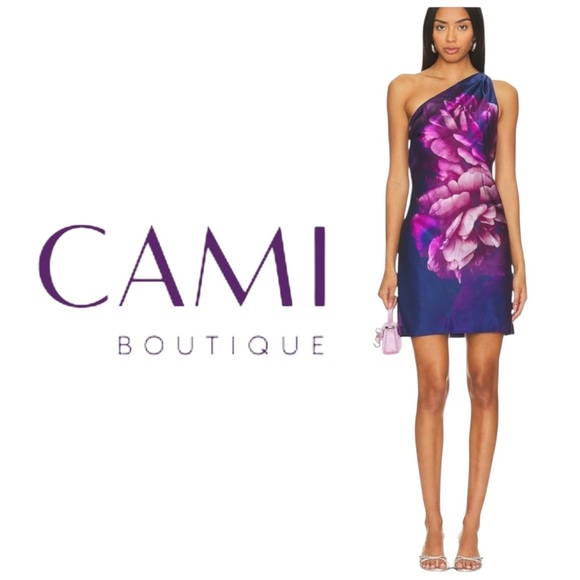 Cami NYC One-Shoulder Dress in Blue and Pink. Small. NWT - Picture 1 of 12